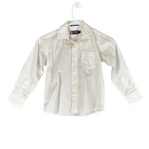 Chaps Boy’s 7 White Button LS Dress Shirt Cotton Blend Pocket Preppy Classic